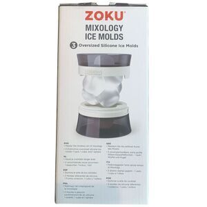 ZOKU Black Geometric Mixology Silicone Ice Molds - Set of 3 Sphere, Cube, Jack